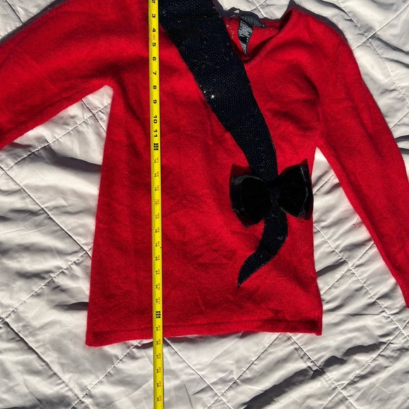 Vintage I B Diffusion Bright Red Christmas Sweater, Silk/Angora blend, Size S - Picture 7 of 15
